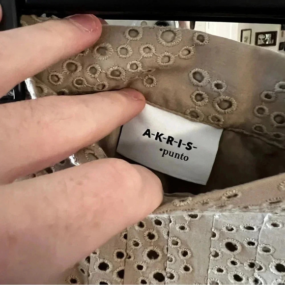 239 Akris Punto Gypsy Eyelet Clay Tiered Maxi Size 8 Color Cream Tan - Picture 4 of 7